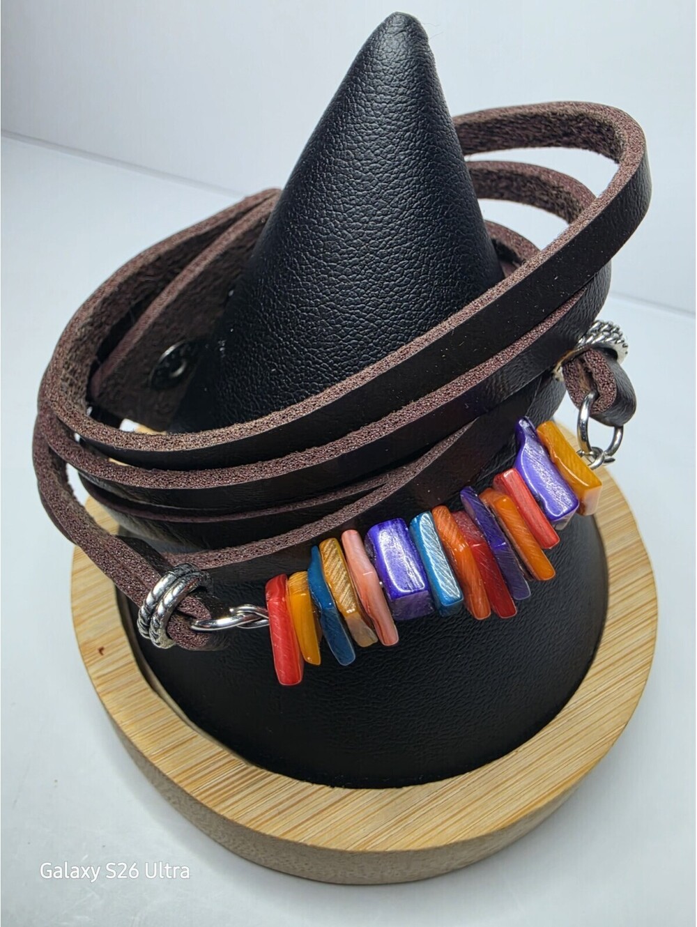 Boho Multi Color Shell Leather Wrap Bracelet